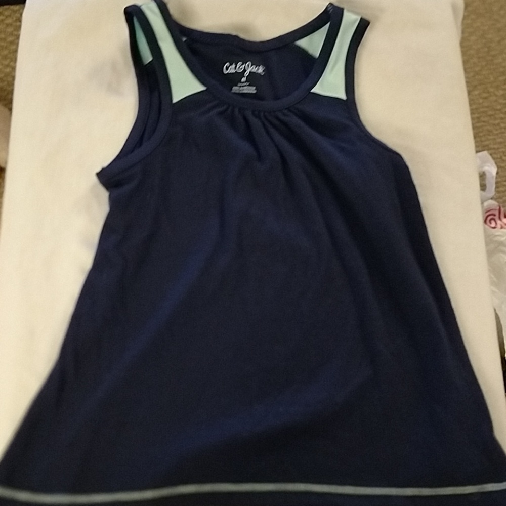 Navy and turquoise long tank top